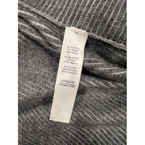 Chicos Cardigan Sweater Open Gray Stripe Asymetrical Womens Size 1 Medium - Picture 4 of 6